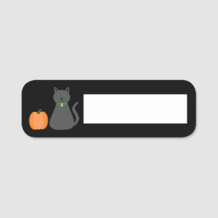 Niedliche Halloween Cat und Pumpkin Namensschild