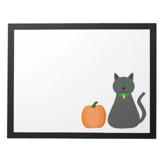 Niedliche Halloween Cat und Pumpkin Notizblock (Vorderseite)