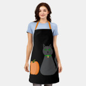 Niedliche Halloween Cat und Pumpkin Schürze (Getragen)