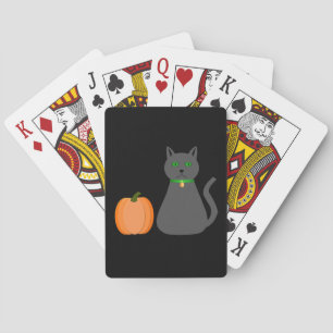 Niedliche Halloween Cat und Pumpkin Spielkarten