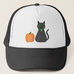 Niedliche Halloween Cat und Pumpkin Truckerkappe