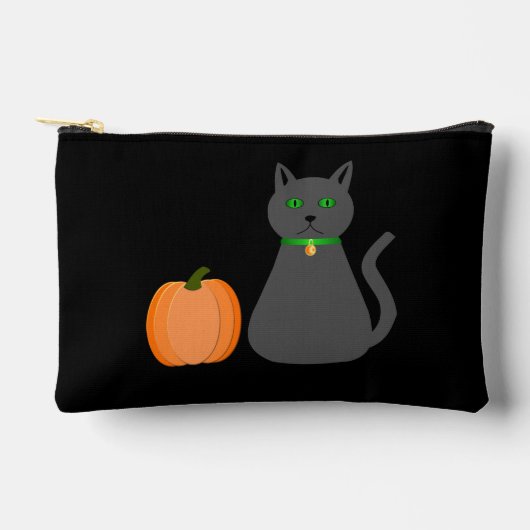 Niedliche Halloween Cat und Pumpkin Zubehörtasche (Vorderseite)