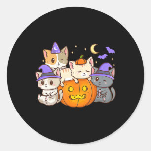 Niedliche Halloween Cats Anime Cat Kawaii Pumpkin Runder Aufkleber