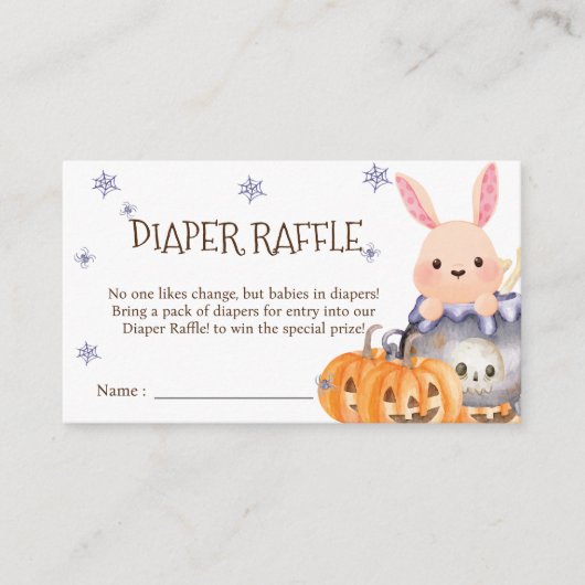 Niedliche Halloween Cauldron Diaper Raffle Babydus Begleitkarte (Vorderseite)