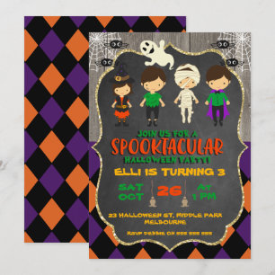 Niedliche Halloween-Chalkboard-Geburtstagseinladun Einladung