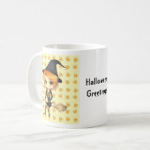 Niedliche Halloween chibi Hexe-Tasse Kaffeetasse (Vorderseite Links)
