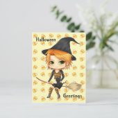 Niedliche Halloween-Chibi-Postkarte Postkarte (Stehend Vorderseite)