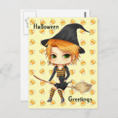 Niedliche Halloween-Chibi-Postkarte Postkarte (Vorne/Hinten)