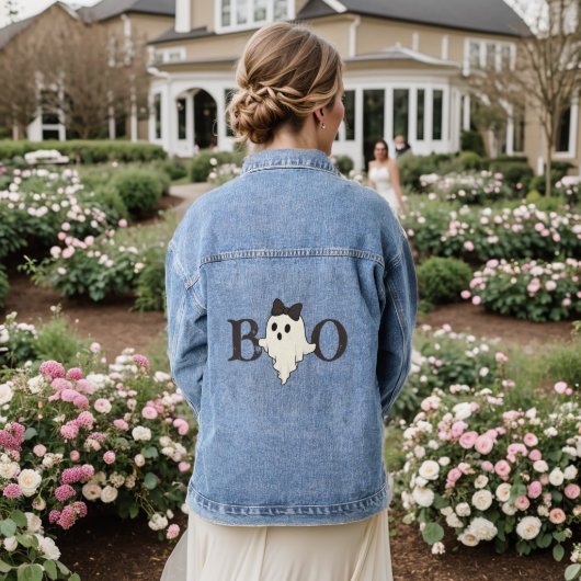 Niedliche Halloween Denim Jacket - "Boo" Geist mit Jeansjacke (Hochzeit Rückseite)