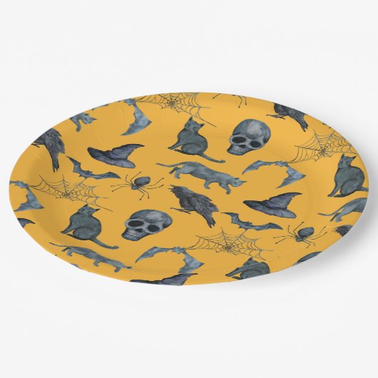 Niedliche Halloween-Designpapier-Teller Pappteller (Schrägansicht)