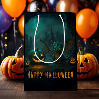 Niedliche Halloween Dragon Beängstigend Pumpkins Mittlere Geschenktüte