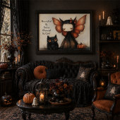 Niedliche Halloween Fairy mit Cat & Pumpkin Fantas Poster