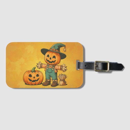 Niedliche Halloween/Fall-Kürbis Gepäckanhänger (Vorderseite (Horizontal))