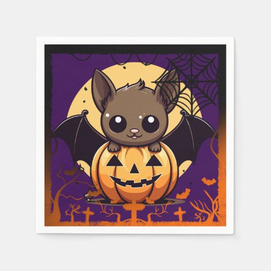 Niedliche Halloween-Fledermaus Napkin Serviette (Vorderseite)