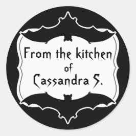 Niedliche Halloween-Fledermaus schwarz-weiß Runder Aufkleber