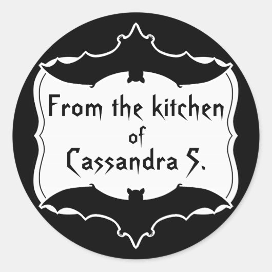 Niedliche Halloween-Fledermaus schwarz-weiß Runder Aufkleber (Vorderseite)