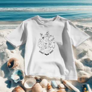 Niedliche Halloween-Frauen in Schwarz und Weiß T-Shirt
