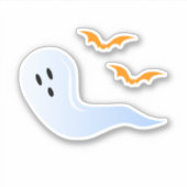 Niedliche Halloween-Geist- und Orangenbäder Aufkleber (Vorderseite)