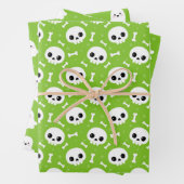 Niedliche Halloween-Geist- und Skulls-Muster Geschenkpapier Set (Beispiel)