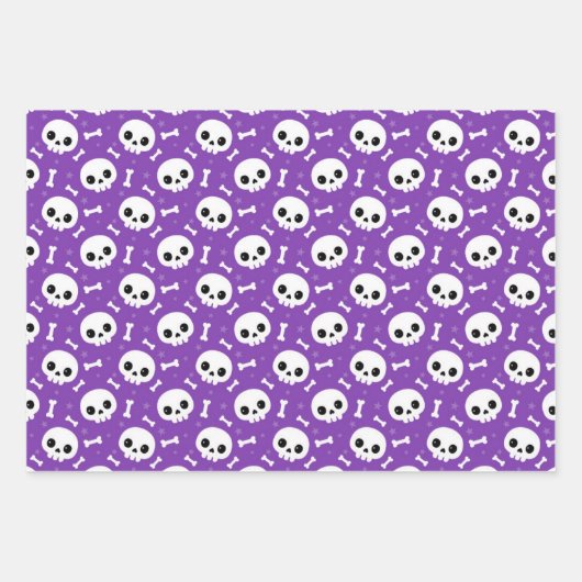 Niedliche Halloween-Geist- und Skulls-Muster Geschenkpapier Set (Vorderseite)