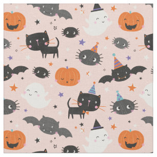 Niedliche Halloween-Geister, Fledermäuse, Katzen u Stoff