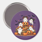 Niedliche Halloween-Geister in Coquette Bows & Pum Magnet (Vorderseite/Rückseite)