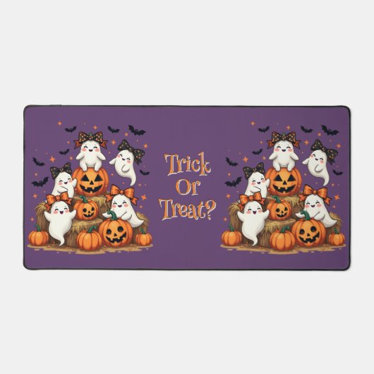 Niedliche Halloween-Geister in Coquette Bows & Pum Schreibtischunterlage (Vorderseite)