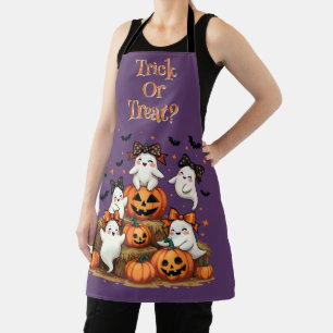 Niedliche Halloween-Geister in Coquette Bows & Pum Schürze