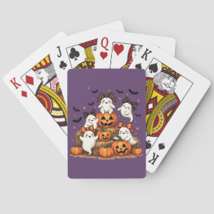 Niedliche Halloween-Geister in Coquette Bows & Pum Spielkarten