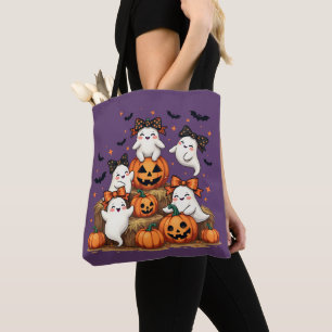 Niedliche Halloween-Geister in Coquette Bows & Pum Tasche