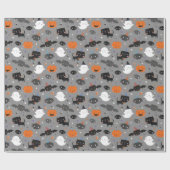 Niedliche Halloween-Geister, Katzen, Fledermäuse u Geschenkpapier (Flach)