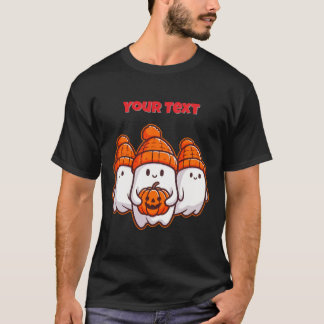 Niedliche Halloween-Geister mit Pumpkin und Orange T-Shirt