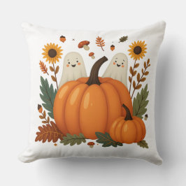 Niedliche Halloween-Geister mit Pumpkins und Herbs Kissen