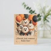 Niedliche Halloween-Geister mit Text Postkarte (Stehend Vorderseite)