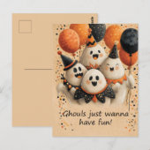 Niedliche Halloween-Geister mit Text Postkarte (Vorne/Hinten)