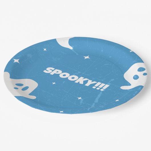 Niedliche Halloween-Geister Pappteller (Schrägansicht)