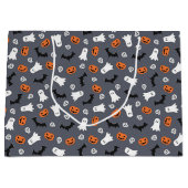Niedliche Halloween-Geister, Pumpkins, Schädel, Fl Große Geschenktüte (Vorderseite)