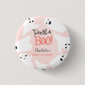 Niedliche Halloween-Geister Rosa-Babydusche Button (Vorderseite)