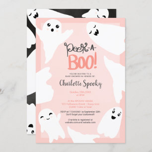 Niedliche Halloween-Geister Rosa-Babydusche Einladung