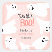 Niedliche Halloween-Geister Rosa-Babydusche Quadratischer Aufkleber (Vorderseite)