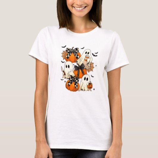 Niedliche Halloween-Geister und Pumpkins-T - Shirt (Vorderseite)