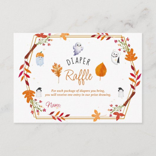 Niedliche Halloween-Geister-Windeln-Tombolendusche Begleitkarte (Vorderseite)