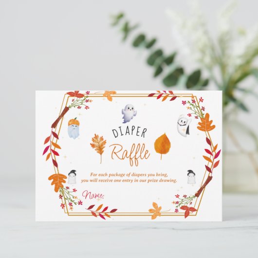 Niedliche Halloween-Geister-Windeln-Tombolendusche Begleitkarte (Stehend Vorderseite)