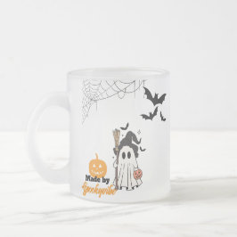 Niedliche Halloween-Geisterhaube mit Broom und Pum Mattglastasse