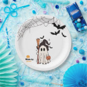 Niedliche Halloween-Geisterhaube mit Broom und Pum Pappteller (Party)