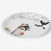 Niedliche Halloween-Geisterhaube mit Broom und Pum Pappteller (Schrägansicht)