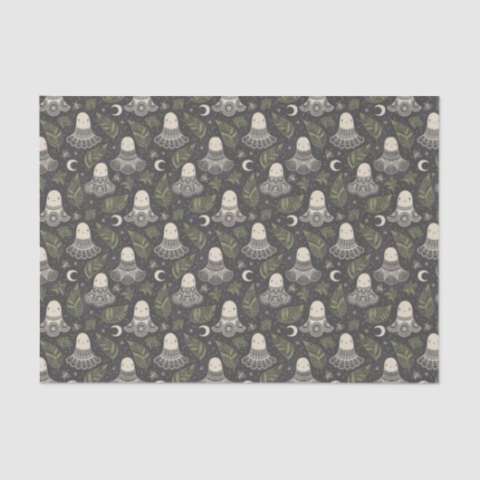 Niedliche Halloween-Geisterlace - Grün Seidenpapier (Vorderseite)