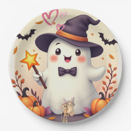 Niedliche Halloween-Geisterpapiertafel - Hexe Pappteller