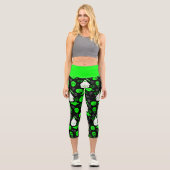niedliche Halloween-Geistersäure grün Capri Leggings (Vorderseite)