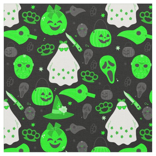niedliche Halloween-Geistersäure grün Stoff (Nahaufnahme)
